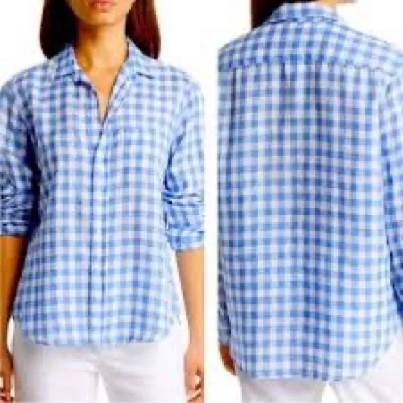 J. Crew Light Blue and White Gingham Shirt - Picture 3 of 6